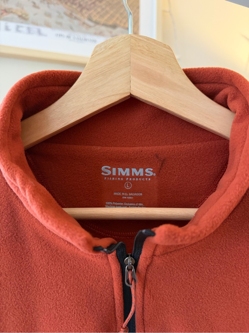 Simms Men's Rust Half Zip Fleece Pullover - Picture 2 of 4